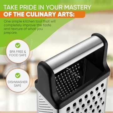 Spring Chef Professional Cheese Grater - XL Stainless Steel 4-Sided
