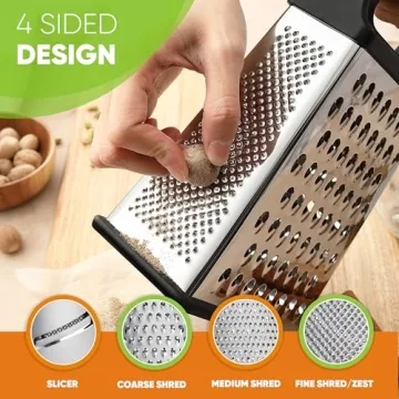 Spring Chef Professional Cheese Grater - XL Stainless Steel 4-Sided
