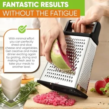 Spring Chef Professional Cheese Grater - XL Stainless Steel 4-Sided