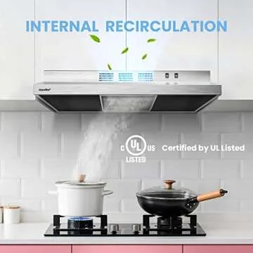 Comfee' CVU30W2AST 30 Inch Ducted Ductless Vent Durable Stainless Steel Kitchen Reusable Filter, 200 CFM, 2 Speed Exhaust Fan Under Cabinet Range Hood