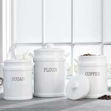 MosJos White Canisters – Stylish Kitchen Storage Set