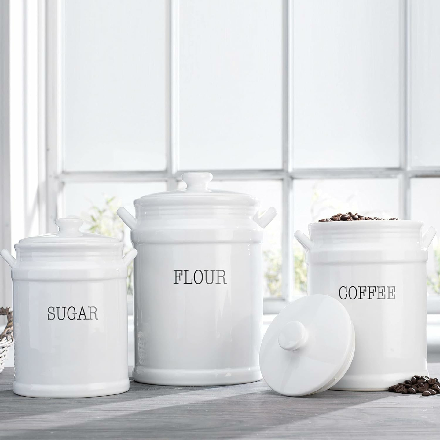 MosJos White Canisters – Stylish Kitchen Storage Set