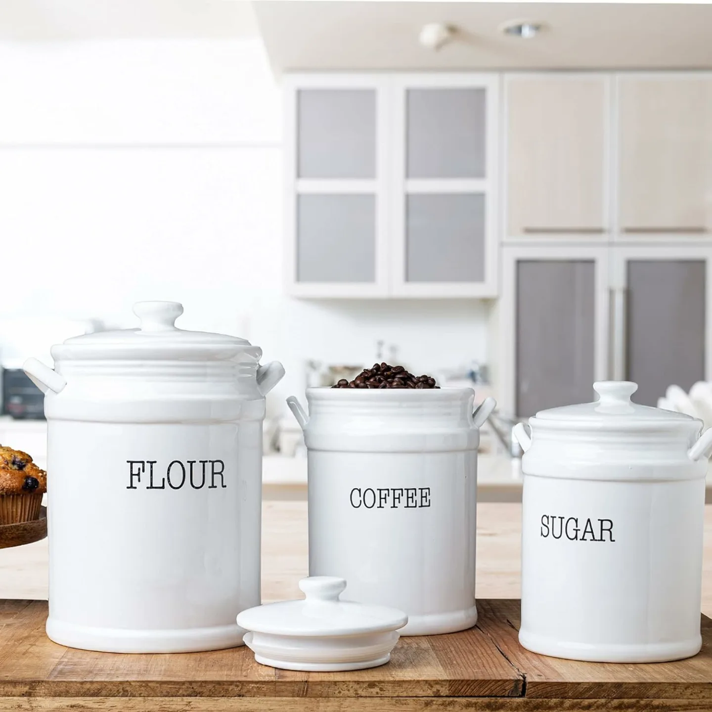 MosJos White Canisters – Stylish Kitchen Storage Set