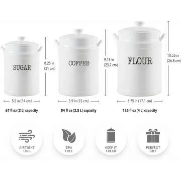 MosJos White Canisters – Stylish Kitchen Storage Set