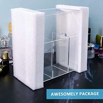 weddingwish Makeup Brush Holders With Cover, Dust-Proof Lid, Acrylic Makeup Storage Box, Large Capacity Brush Organizer for Dressing Table…