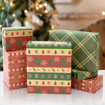 Vintage Christmas Wrapping Paper Mini Rolls for Gifting