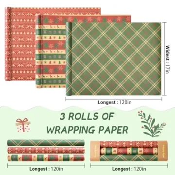Vintage Christmas Wrapping Paper Mini Rolls for Gifting
