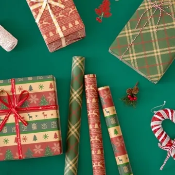 Vintage Christmas Wrapping Paper Mini Rolls for Gifting