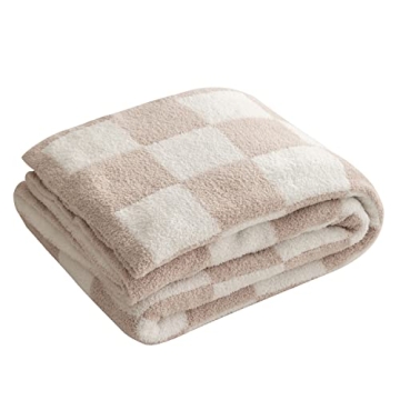 Throw Blanket with Checkerboard Plaid- Cozy Breathable All Seasons Soft Checkered Blanket Gingham Ho...