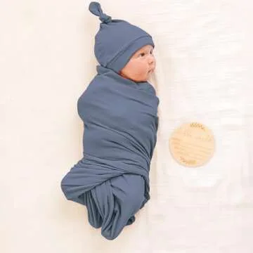 Konssy Baby Girl Newborn Receiving Blanket with Matching Headband and Beanie Set Baby Swaddle Nursery Swaddle Wrap