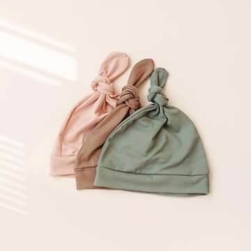 Konssy Baby Girl Newborn Receiving Blanket with Matching Headband and Beanie Set Baby Swaddle Nursery Swaddle Wrap