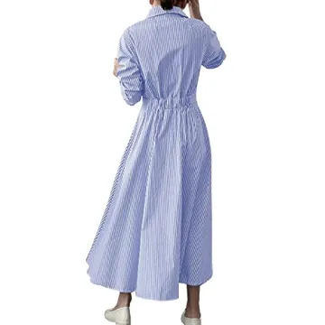 Ladyful Striped Shirt Dress for Women Casual Elegant Style