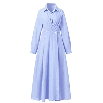 Ladyful Striped Shirt Dress for Women Casual Elegant Style