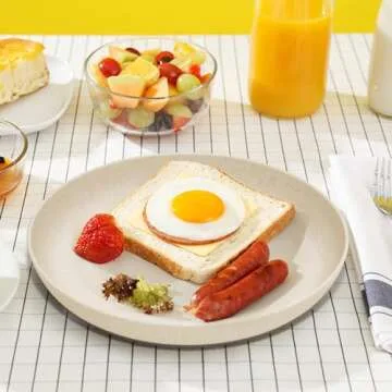 SHECIPIN Wheat Straw Plates，9 inches Plastic Plates Set of 12, Lightweight Wheat Straw Plates, for Children & Adult Plastic Plates Reusable, No BPAs and No Chemical Dyes (Beige)