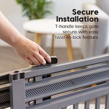 IRIS USA 24"- 39" Dog Gate, Plastic Pet Gate Indoor, Expandable, Portable Dog Gate for Doorways, 25" H, Gray