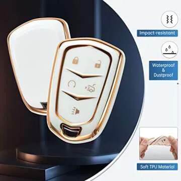 Premium RUABIBAN Key Fob Cover for Cadillac Owners
