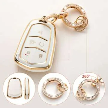 Premium RUABIBAN Key Fob Cover for Cadillac Owners