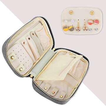 Teamoy Travel Jewelry Case, Jewelry Storage Organizer for Necklaces, Earrings, Bracelets, Rings, Bro...