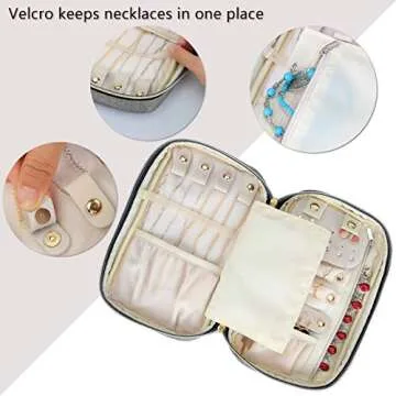 Teamoy Travel Jewelry Case, Jewelry Storage Organizer for Necklaces, Earrings, Bracelets, Rings, Brooches and More, Medium, Gray-(Bag Only)