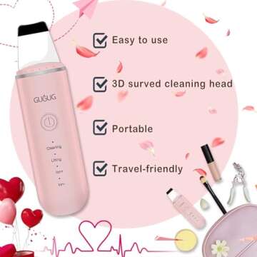 GUGUG Skin Scrubber Face Spatula Skin Spatula Pore Cleaner Blackhead Remover Tools for Facial Deep Cleansing-4 Modes, Pink