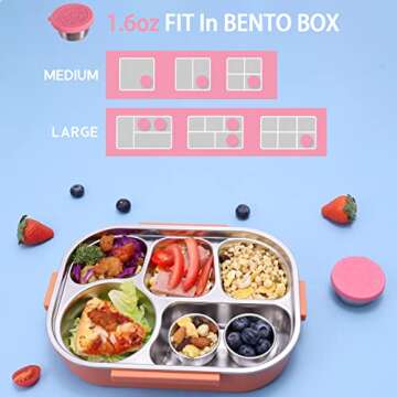 Salad Dressing Container To Go, 6x1.6oz Dressing Sauce Containers for Lunch Box, Stainless Steel Sma...