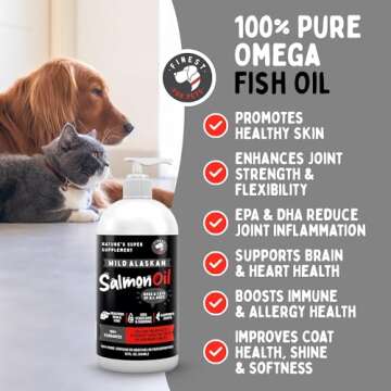 Pure Wild Alaskan Salmon Oil for Dogs & Cats - Omega 3 Skin & Coat Fish Oil Supplement, Supports Itching, Joint Pain, Dry Skin, Immune & Heart Health (16 oz)