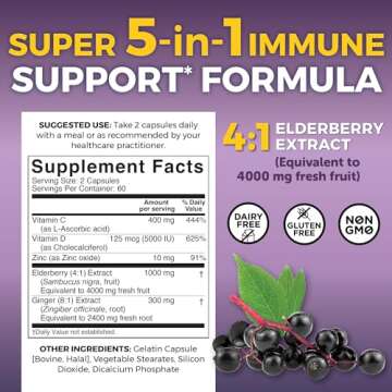 Viva Naturals Elderberry with Vitamin C and Zinc Supplement