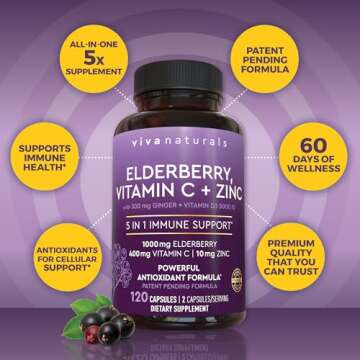 Viva Naturals Elderberry with Vitamin C and Zinc Supplement
