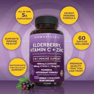Viva Naturals Elderberry with Vitamin C and Zinc Supplement