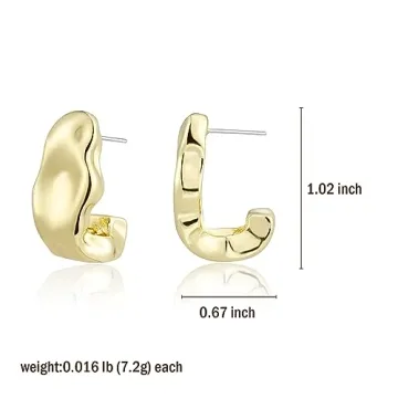 Trendy Chunky Gold Geometric Earrings Handmade Jewelry