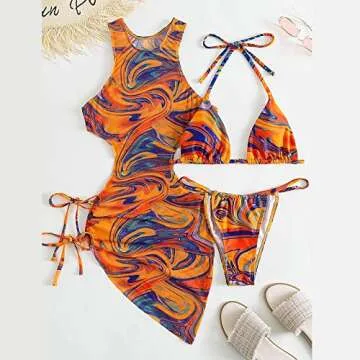 Vibrant 3 Piece Swimwear Set for Women - Summer Ready!