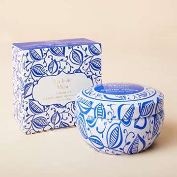 LA JOLIE MUSE Citronella Candles Outdoor - Natural Soy Wax Scented Candle Indoor Gift Set of 3, 6.5 X 3 oz