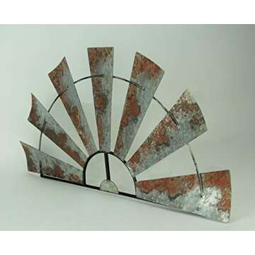 Special T Imports 30-Inch Long Rustic Distressed Gray Metal Half-Windmill Country Farmhouse Wall Scu...