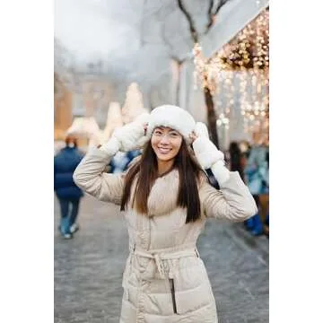 Funky Junque Women's Ivory Faux Fur Fingerless Gloves