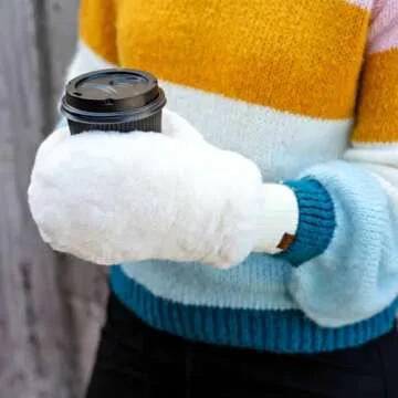 Funky Junque Women's Ivory Faux Fur Fingerless Gloves