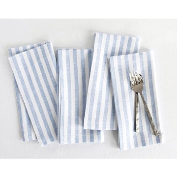 Solino Home Stripe Linen Napkins Set – 100% Pure Linen Dinner Napkins
