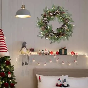 22 Inch Christmas Wreaths with Lights for Home