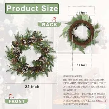 22 Inch Christmas Wreaths with Lights for Home