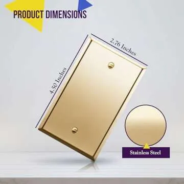 ENERLITES Blank Device Metal Wall Plate, Stainless Steel 201, Corrosion Resistant, Size 1-Gang 4.50"...