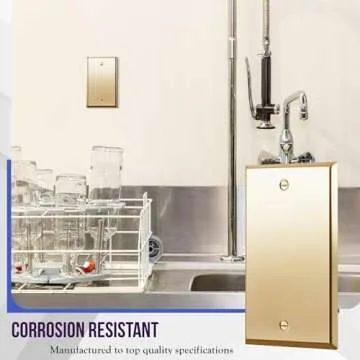 ENERLITES Blank Device Metal Wall Plate, Stainless Steel 201, Corrosion Resistant, Size 1-Gang 4.50" x 2.76", 7701-PB, Polished Brass