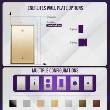 ENERLITES Blank Device Metal Wall Plate, Stainless Steel 201, Corrosion Resistant, Size 1-Gang 4.50" x 2.76", 7701-PB, Polished Brass
