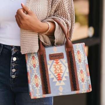 Montana West Wrangler Tote Bag for Women Western Shoulder Purses Boho Aztec Satchel Hobo Handbags WG2202-8120SBR