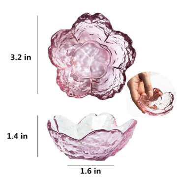 Sdeetesamjun Pink Glass Bowls Set of 4, Trifle Bowl Small Dipping Sauce Cups- Japanese Sakura Flower...