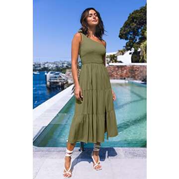 MEROKEETY One Shoulder Summer Dress for Elegance