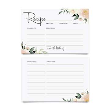 Bliss Collections Recipe Cards, Pack of 50 Double-Sided Blush Floral 4 x 6 Cards for Family Recipes, Wedding Showers, Bridal Showers, Baby Showers, Housewarming Gifts, Celebrations, Made in the USA