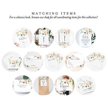 Bliss Collections Recipe Cards, Pack of 50 Double-Sided Blush Floral 4 x 6 Cards for Family Recipes, Wedding Showers, Bridal Showers, Baby Showers, Housewarming Gifts, Celebrations, Made in the USA