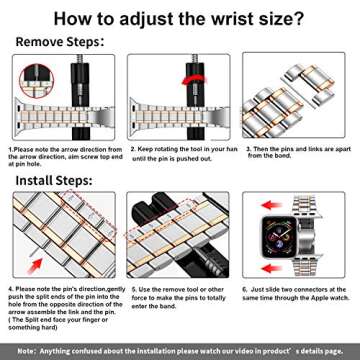 MioHHR Stainless Steel Band for Apple Watch 38mm 40mm