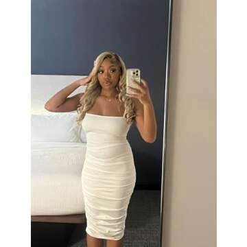 BEAGIMEG Women's Sexy Bodycon Midi Dress - Perfect for Parties