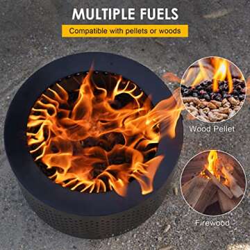 STBoo Smokeless Fire Pits for Outside with Portable Carrying Storage Bag, 20x14 Inch Firepits Outdoo...
