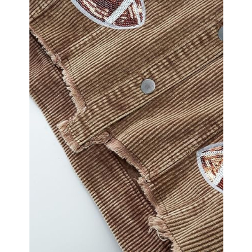 Happlan Women's Cropped Corduroy Football Jacket for Fans